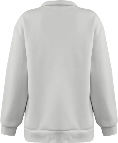 Vista 8 de Sudadera de gran tamaño para mujer, suéter de Navidad con cremallera de un cuarto, sudadera de forro polar para Navidad, media cremallera, suéter