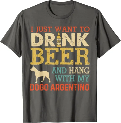Vista 30 de Dogo Argentino - Camiseta vintage divertida para colgar con perro, Negro