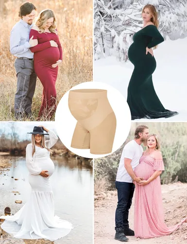 Vista 5 de Fajas moldeadoras de maternidad sin costuras para vestidossobre el vientre medio muslo para embarazo, debajo del vestido