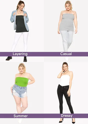 Vista 5 de La elasticidad es comodidad - Camiseta entallada de algodón sin tirantes para mujer