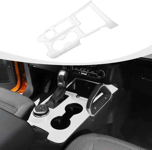 Vista 19 de RAZPOY Ajuste de panel de cambio Panel de centro de consola Portavasos Compatible con Ford Bronco Sport 2021-2024, Negro