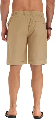 Vista 26 de Sailwind Pantalones cortos de lino para hombre, pantalones cortos casuales de playa con cordón