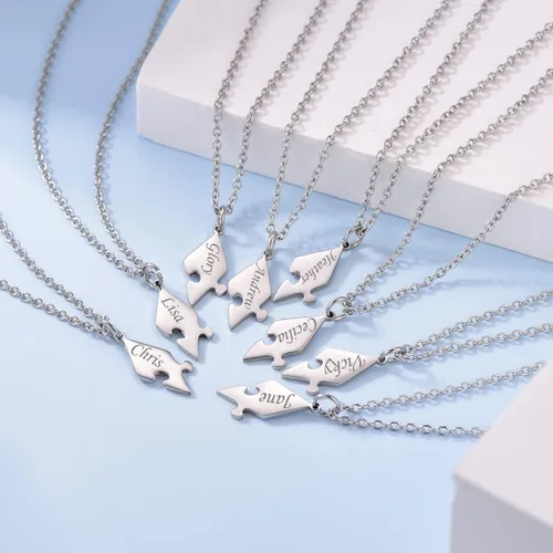 Vista 2 de U7 Heart or Puzzle Piece Best Friend Necklaces for 2-8 Stainless Steel 18K Gold Plated BFF Forever Friendship Necklace Gift for Men Women
