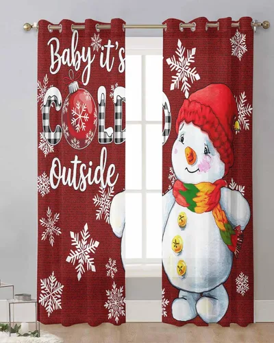 Vista 10 de Cortinas traslúcidas de Navidad de 39 pulgadas de largo, juego de 2 paneles de cortinas para cocina, dormitorio, sala de estar, puerta, pasillo