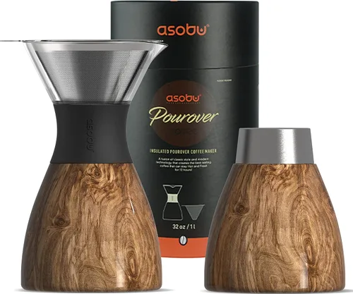 Vista 10 de asobu Cafetera de Vertido Aislada (32 oz.) Vacío de Doble Pared, Filtro de Acero Inoxidable y Jarra para Llevar (Borgoña)
