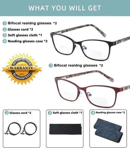 Vista 7 de Gafas de lectura bifocales pequeñas para mujer, con luz azul, lector de computadora, parte superior transparente, Cateye para mujer, gafas elegantes
