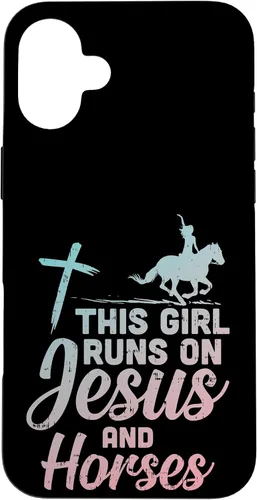 Vista 22 de Funda de regalo para iPhone 16 Girl Runs Jesus Horses Christian Horseback Equestre