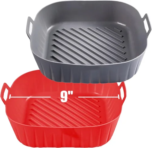 Vista 11 de Golden Associate Forros cuadrados de silicona para freidora de aire de 8 a 8.5 pulgadas, 2 unidades, antiadherentes, de grado alimenticio