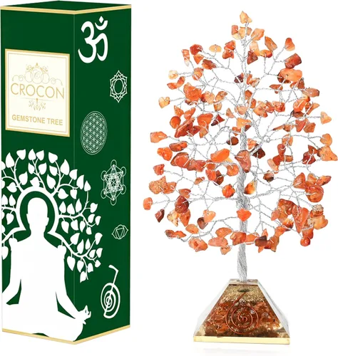 Vista 8 de Árbol de la vida de chakras de aventurina amarilla, árbol de cristal para energía positiva, decoración de Feng Shui, árbol de piedras preciosas