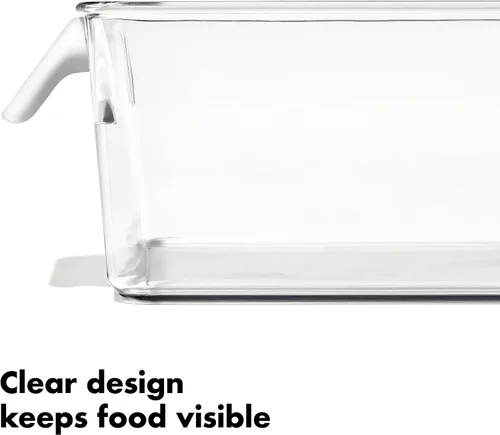 Vista 4 de OXO Good Grips Contenedor de Organización para Refrigerador 5 in x 10 in - para Contenedores de Bayas, Tazas de Yogur y Más