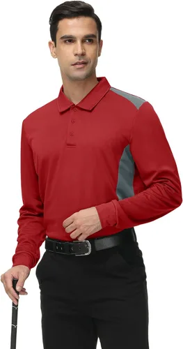 Vista 5 de Cool Dri Fit - Camisa de golf deportiva para hombre, absorbe la humedad, rendimiento activo, polo, de manga corta, bloque lateral grande y alto