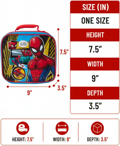 Vista 7 de Fast Forward Spider-Man - Bolsa de almuerzo aislada para niños para picnic escolar Easy-pull Zipper Glides Smooth, Soft-grip Handle for Comfy