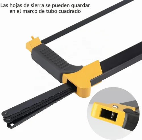 Vista 4 de DOWELL Sierra de Mano de 12 Pulgadas Marco de Sierra para Metales de Servicio Pesado Ajustable Ángulo 45/90 Sierra para Metales con 5 Hojas