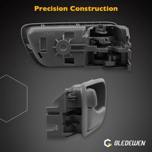 Vista 3 de Gledewen Manija de puerta interior delantera trasera izquierda lado del conductor con botón de bloqueo de puerta, manija interior gris, compatible
