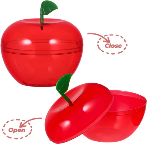 Vista 4 de ARTIBETTER Recipiente de regalo rojo, 8 unidades de manzanas de plástico, cajas de dulces, cajas de regalo, adornos decorativos rellenables