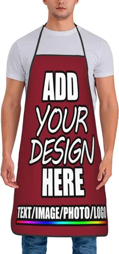 Vista 28 de Delantal personalizado personalizado para añadir nombre, foto, texto, logotipo, cocina ajustable para cocinero para hombres y mujeres