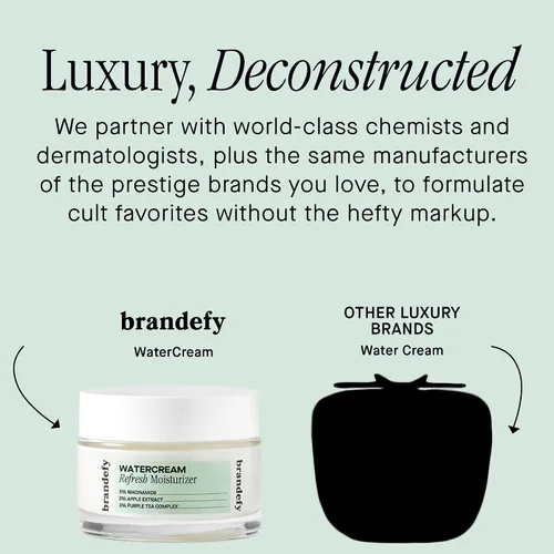 Vista 4 de Brandefy Crema hidratante refrescante de agua, ligera, refinadora de poros para una piel suave y súper hidratada, hidratante facial diario