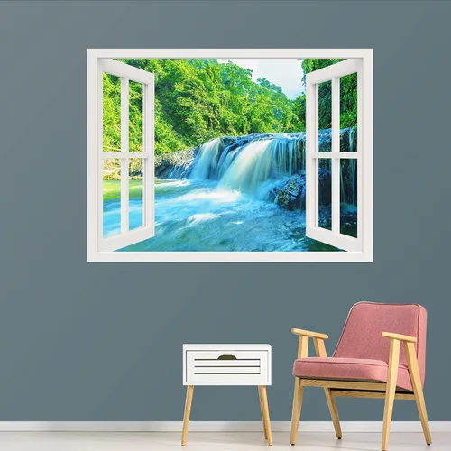 Vista 17 de IDEA4WALL Murales de pared para dormitorio, vista de ventana falsa, bosque, papel tapiz extraíble, calcomanías de pared para despegar y pegar, 24 x