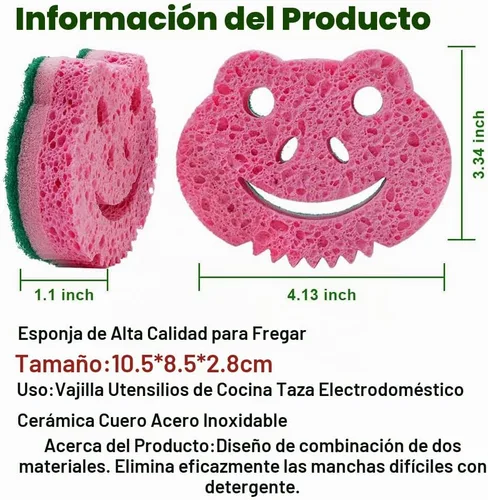 Vista 5 de Paquete de 12 esponjas para fregar, esponjas a granel, esponjas de limpieza multifuncionales de doble cara, esponja para lavar platos