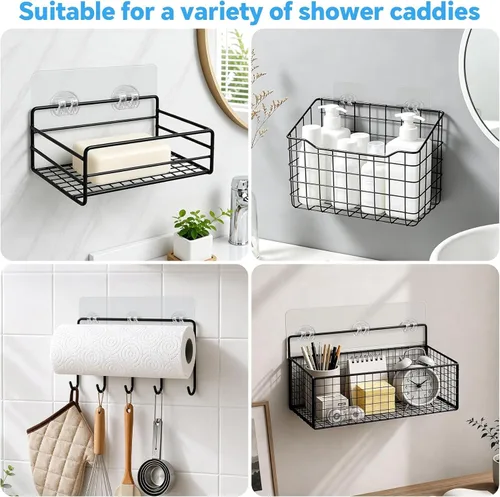 Vista 7 de Shower Caddy Adhesive for Replacement-2Pcs Strong Transparent Plastic