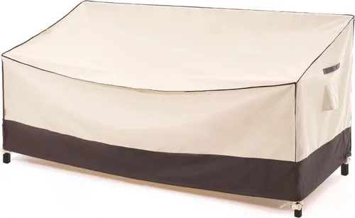 Vista 10 de F&J Outdoors Funda impermeable resistente a los rayos UV para sofá de patio de 2 plazas, resistente, color beige, 58" de ancho x 35" de profundidad