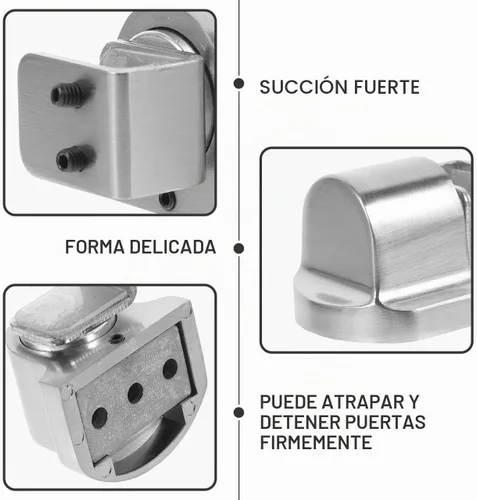 Vista 6 de Angoily Tope magnético para puerta de ducha, tope de puerta de montaje en piso con accesorios, tope de puerta de vidrio deslizante adhesivo sin