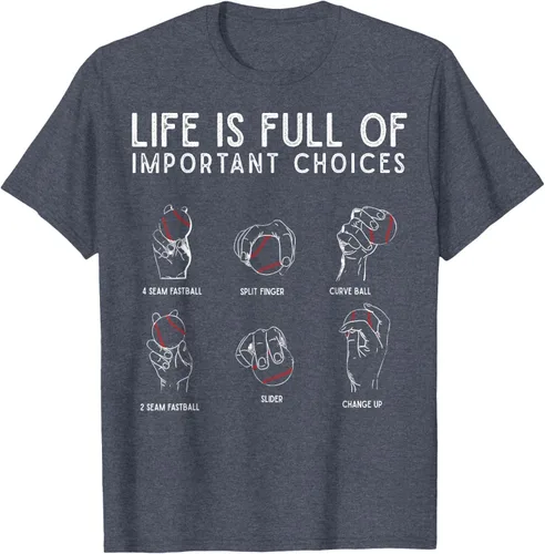 Vista 87 de Tipos de béisbol Pitches Life Choices Jugador Camiseta
