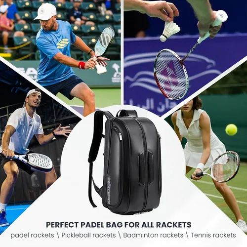 Vista 6 de Tennis Racket Bag Pickleball Padel Backpack With Shoe Compartment, Laptop Sleeve,Fence Hook,Ball Sleeve