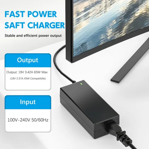 Vista 2 de Cable de alimentación de 19 V 65 W para monitor Asus VS248H-P VG248QE VX238H MX279H ROG PG278Q - Reemplazo del cargador adaptador de CA LJO-EEIH