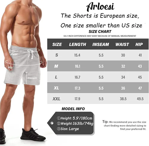 Vista 6 de Arloesi Mens 5.5" Athletic Gym Shorts Cotton Jogger Sweat Shorts with Pockets