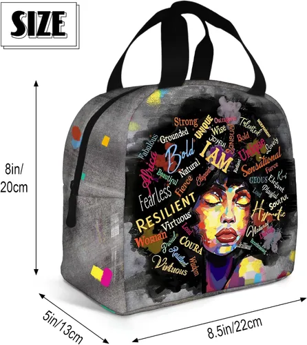 Vista 4 de Bolsa de almuerzo para mujeres afroamericanas, reutilizable, con aislamiento mágico, portátil, para viajes, senderismo, trabajo, regalos