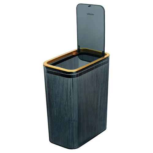 Vista 11 de Bote de basura transparente, cubos de basura de baño con tapas, bote de basura de 3.5 galones para dormitorio, oficina, cesta de basura delgada