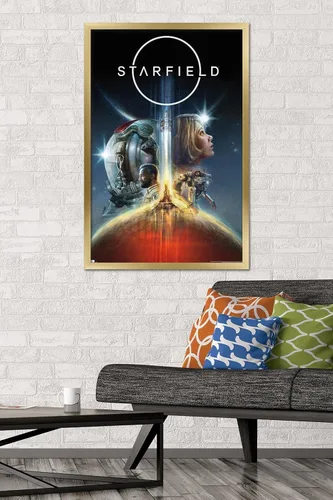 Vista 2 de Trends International Starfield - Póster de pared de arte clave, 34 pulgadas de largo x 22.4 pulgadas, versión enmarcada en oro Versión con marco
