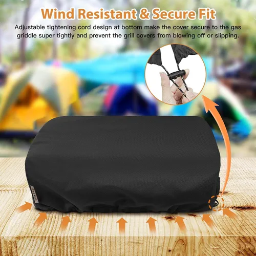 Vista 2 de Cubierta de plancha para plancha de mesa Blackstone de 22 pulgadas con capucha, ajuste personalizado, impermeable, resistente a los rayos UV