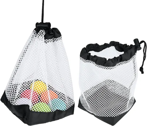 Vista 5 de LIZEALUCKY Bolsa de pelota de golf, bolsa de golf de malla de nailon, bolsa de almacenamiento de golf con cierre de cordón de bloqueo, puede