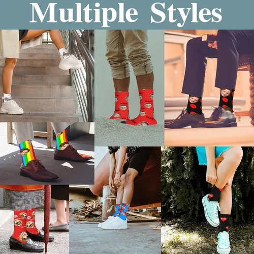 Vista 5 de Calcetines personalizados con foto facial, calcetines divertidos personalizados para hombres y mujeres, regalos personalizados para el día de San