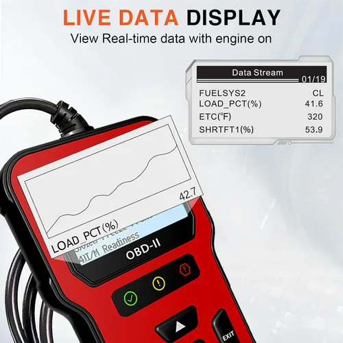Vista 6 de OBD V300 2 escáner Check Engine Lector de código claro de datos en vivo Congelación Marco de preparación I/M Vehículo VIN Búsqueda de emisiones