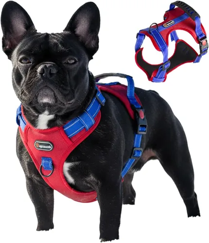 Vista 10 de Arnés táctico para perro, ajustable, sin tirones, con correas reflectantes y asa, arnés para cachorros con clips metálicos dobles para correa