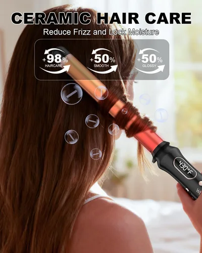 Vista 8 de Rizador de 1 pulgada, rizador profesional para cabello largo, sin abrazadera para un peinado rápido.