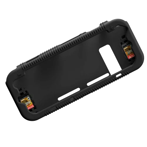 Vista 7 de Teyomi Protective Silicone Case for Nintendo Switch, Grip Cover with Tempered Glass Screen Protector, 2 Storage Slots for Game Cards