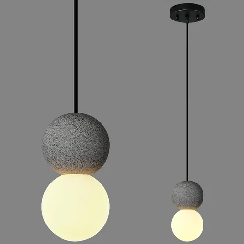 Vista 12 de Lámpara colgante con hormigón y metal negro lineal moderno industrial colgante de cemento colgante iluminación isla de cocina para dormitorio