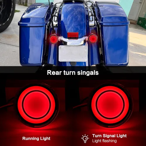 Vista 3 de Luz de señal de giro LED 1156 para motocicleta delantera y trasera de 2 pulgadas tipo bala con lente ahumada, compatible con Harley Softail Touring