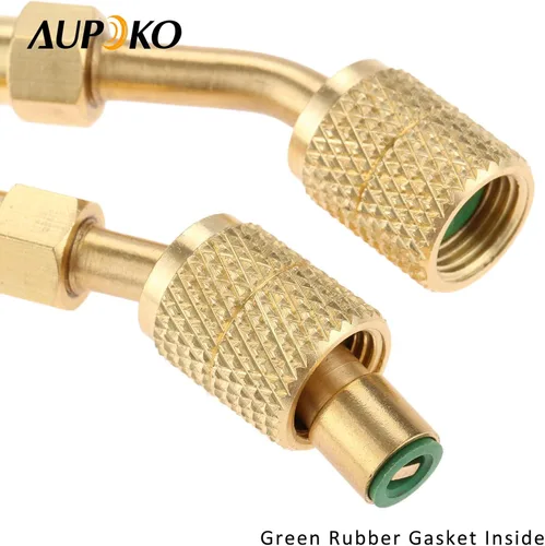 Vista 5 de Adaptador R410A Acopladores Rápidos Hembra SAE de 5/16" a Abocinado Macho SAE de 1/4", 2 PC Adaptador de Vacío de Carga en Ángulo de 45 Grados