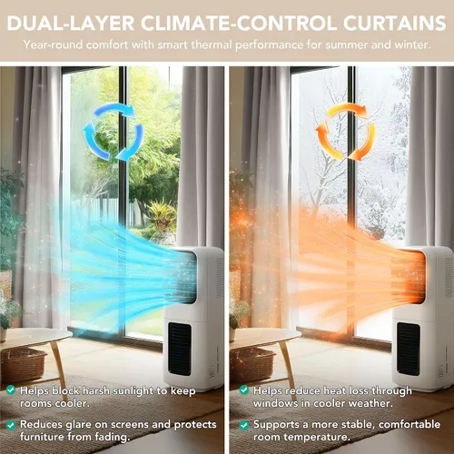 Vista 212 de Deconovo Cortinas opacas 100% con forro negro, cortinas con ojales aisladas térmicamente que reducen el ruido, doble capa para oscurecer
