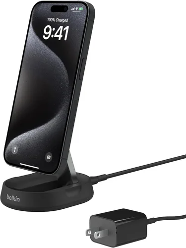Vista 9 de Belkin Soporte de carga inalámbrico magnético Qi2 15W, cargador convertible Negro