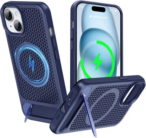 Vista 18 de Funda magnética de disipación de calor para iPhone 13 Pro Max, para MagSafe, protección contra caídas Coolingf, funda con función atril ajustable