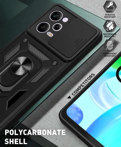 Vista 6 de CCSmall - Funda para Xiaomi Redmi Note 12 Pro+ con cubierta deslizante para cámara SJ color negro