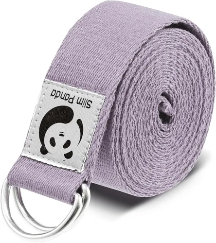 Vista 16 de Correa de yoga Slim Panda para estiramiento, Correa de yoga de algodón con hebilla ajustable en forma de D, Correa de yoga no elástica para pilates