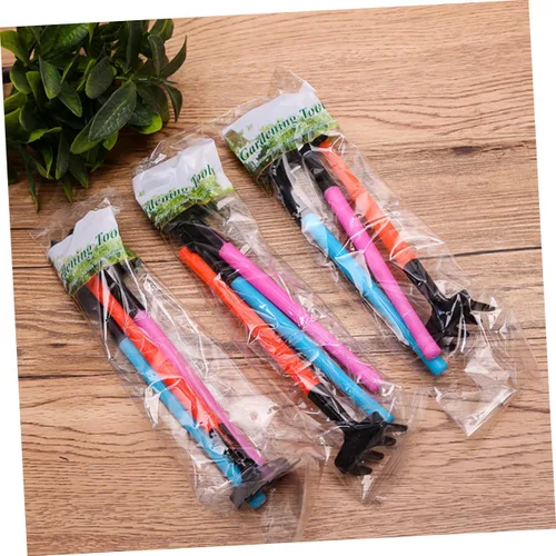 Vista 5 de Set of 3 Mini Garden Tools Compact Rake Shovel Trowel Durable Plastic Handles Ideal for Indoor Planting Bonsai Care