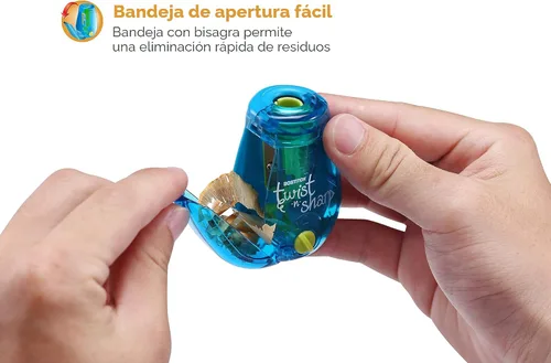 Vista 3 de Bostitch Office Twist-n-Sharp Sacapuntas de Lápices, para Niños y Lápices de Colores, Colores Surtidos (PS1-BLUE-2PK)